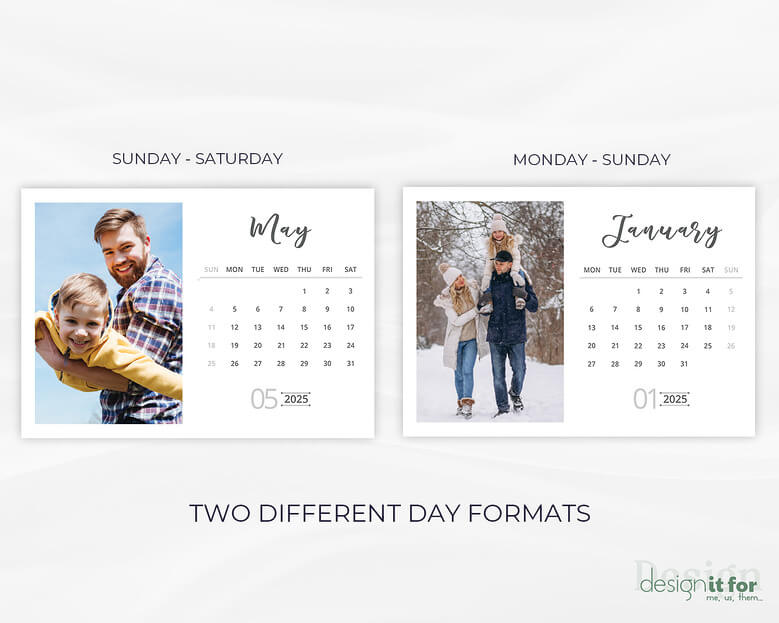 2025 desk photo calendar template