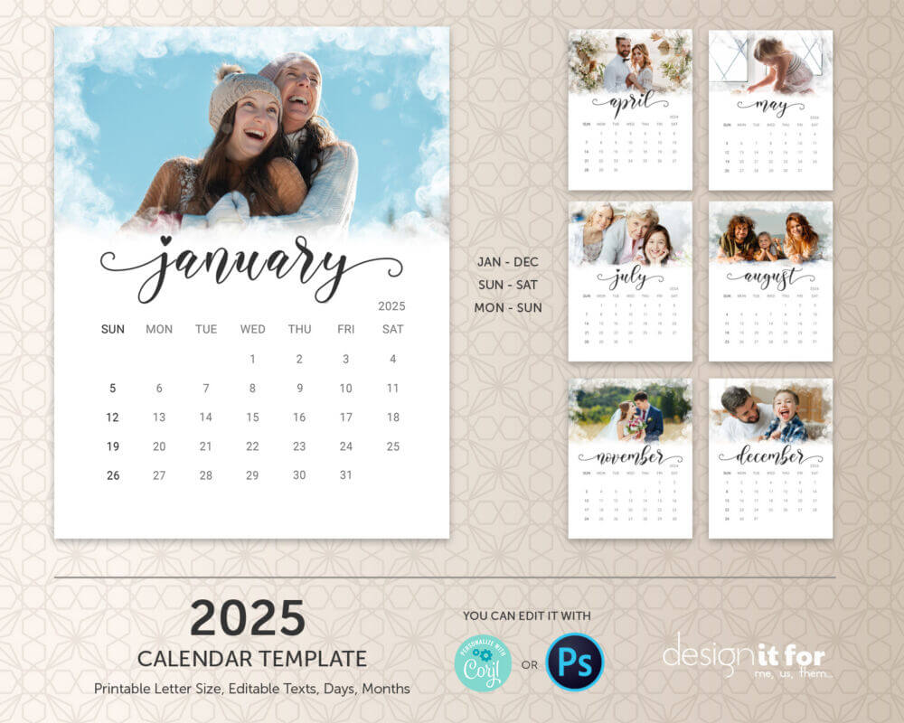 2025 photo calendar template